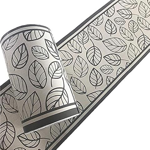 Simplemuji D Gray Leaves Adhesive Wallpaper Border Cover