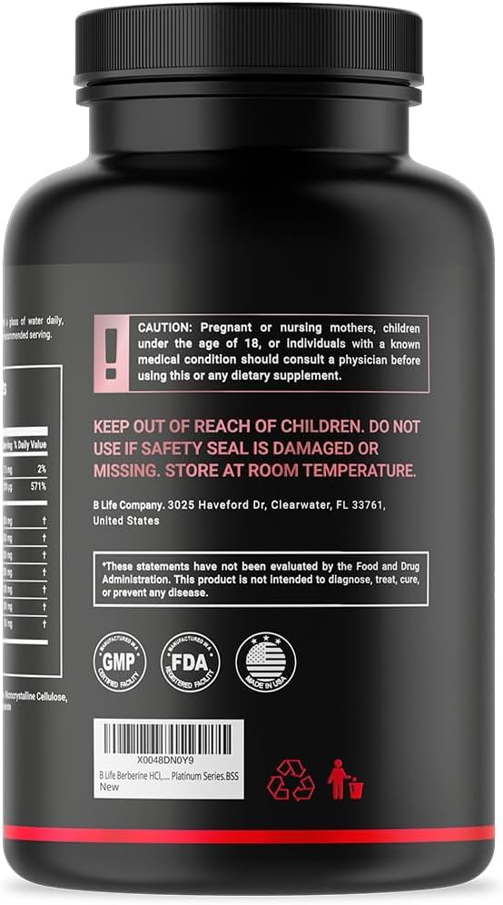 Berberine Complex+ Supplement | 240 Capsules – 60 Day Supply | with Berberine HCl, Bitter Melon Extract, Neem & More | Natural Wellness Formula | Platinum Series by B Life | Made in USA