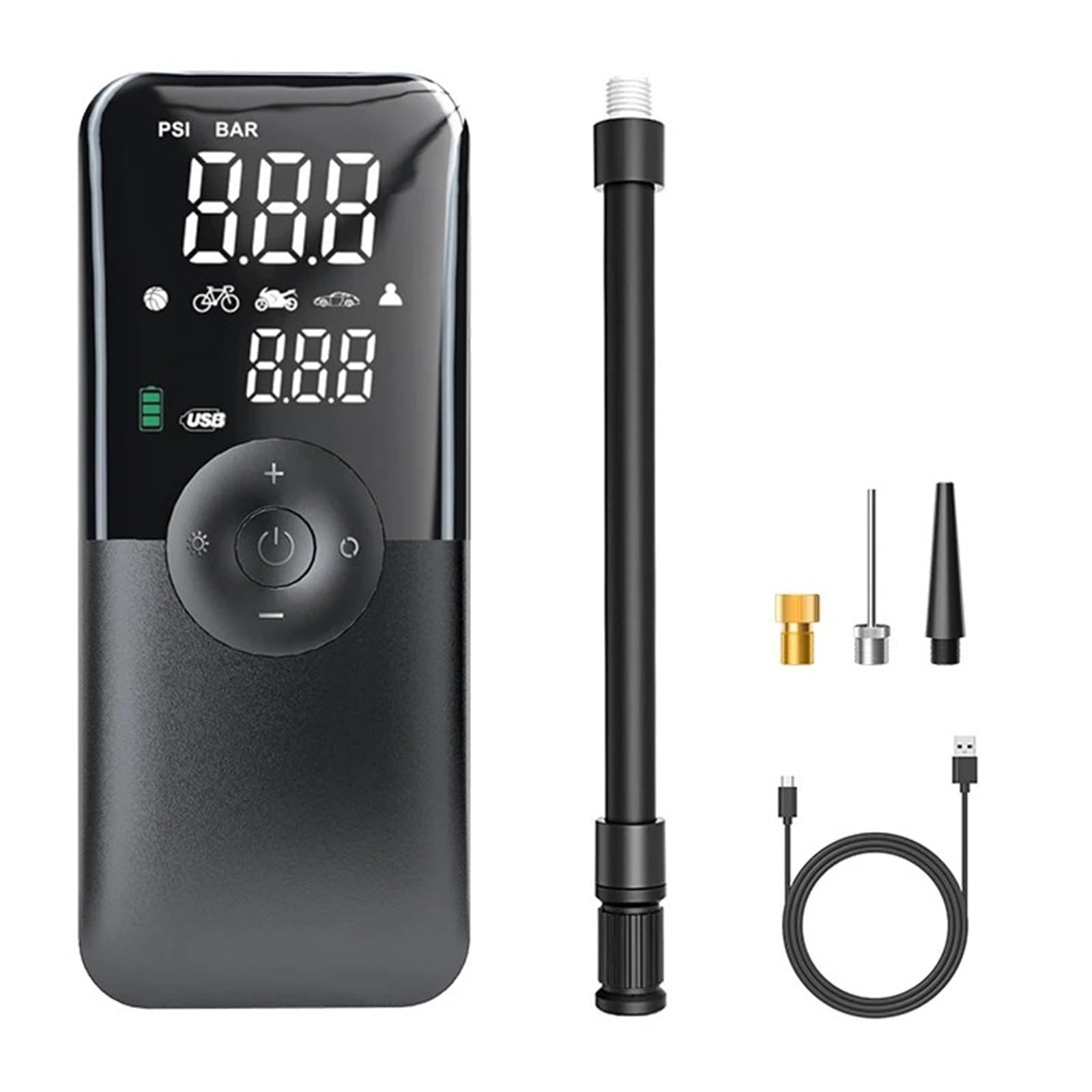 Gonfiatore Elettrico Ricaricabile for Gonfiaggio Pneumatici Portatile for Pompa di for Palloni da Calcio con Compressore d'Aria Digitale for Bicicletta Auto Inflazione Istantanea