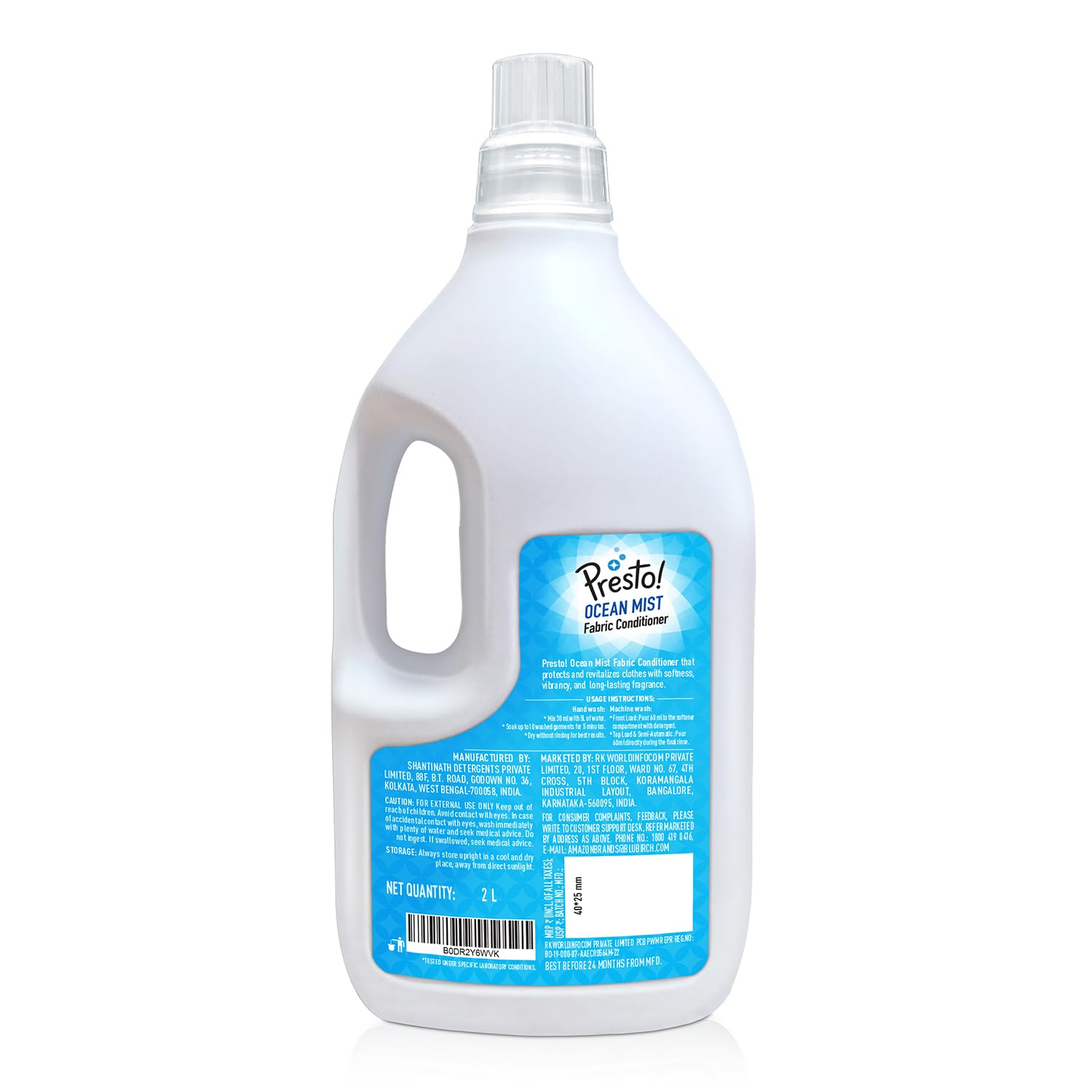 Amazon Brand - Presto! Ocean Mist Fabric Conditioner Liquid | 2 Litre | Long-Lasting Freshness | Softens & Protects | Suitable for All Wash Types | Safe for Delicates | Phosphate and Bleach-Free 4