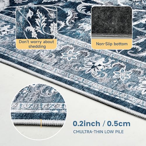 Office Chair Mat for Hardwood Tile Floor, 48\"x60\"Anti-Slip Under Desk Carpet Protector for Rolling Computer Chair Mat, Machine Washable Office Area Carpet (Fauxwool,Blue)