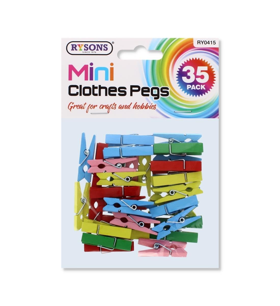 A2Z Mini Clothes Pegs 35 Pack Wooden Craft Pegs for Hobby Projects