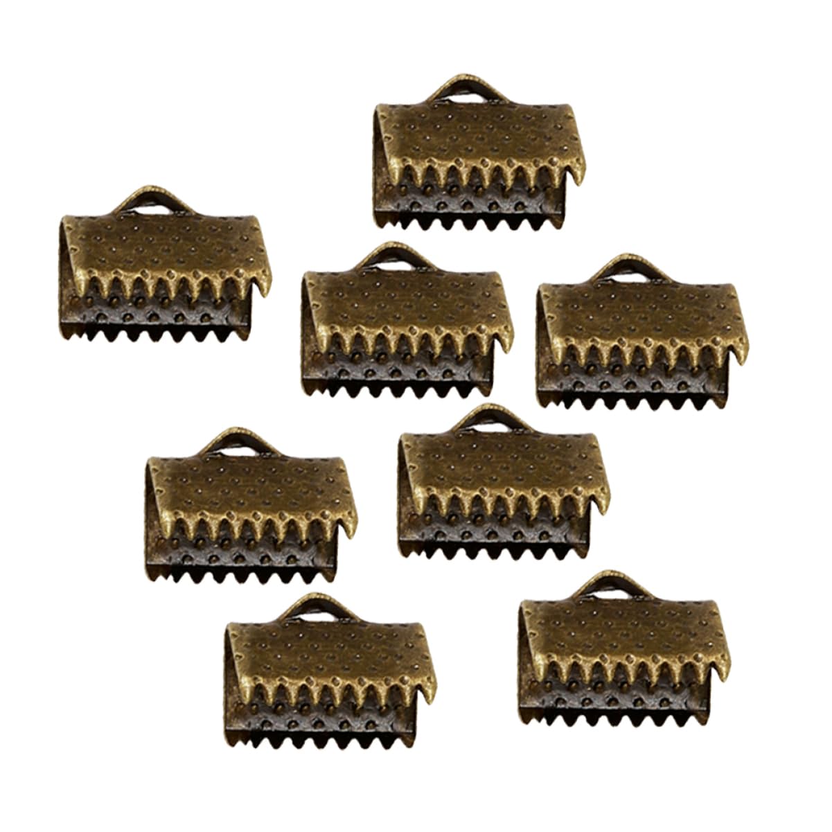 TOPPERFUN DIY Jewelry Components 100pcs Metal Plated Ribbon Ends Fastener Clasps Textured Crimp End Clamps Zipper Clips
