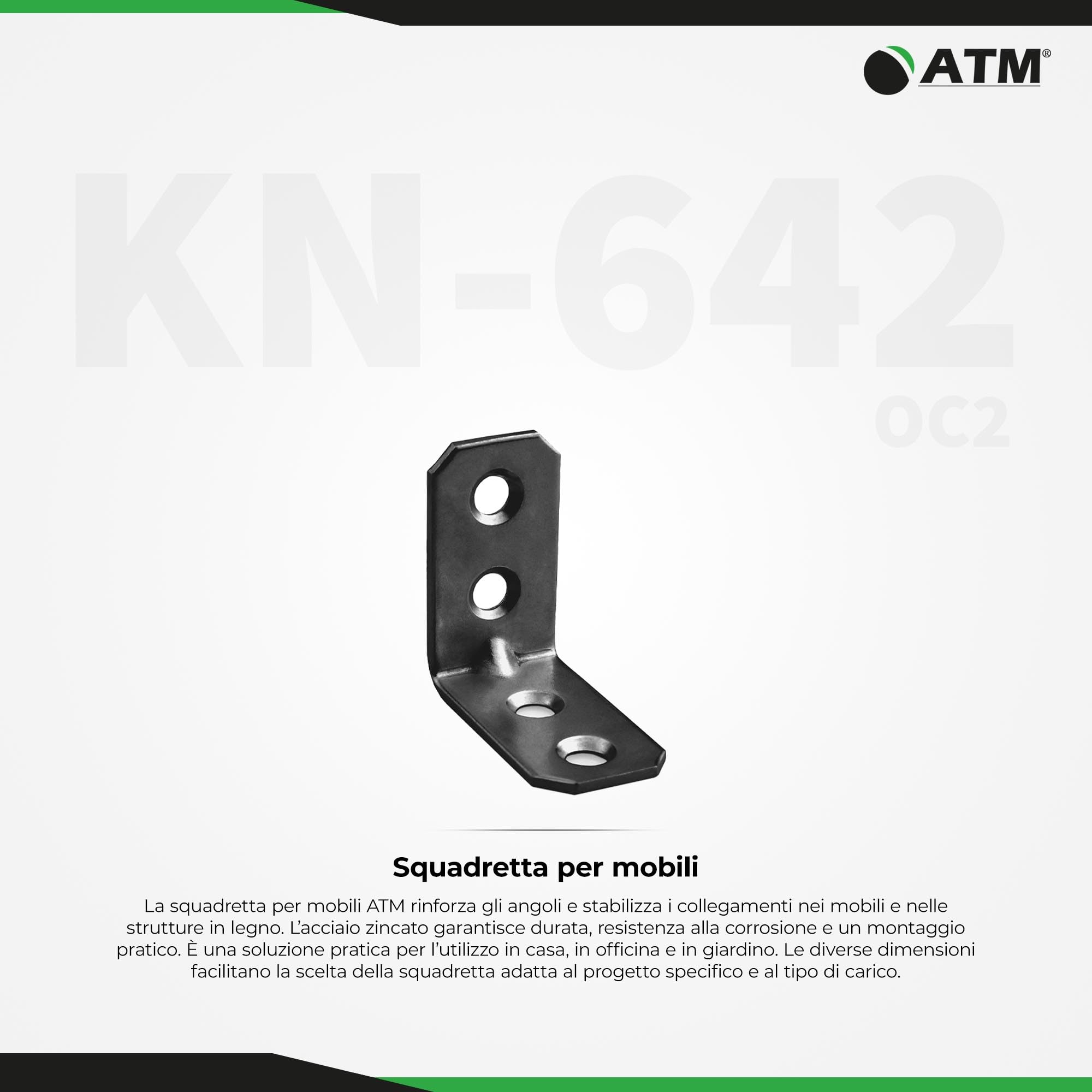 ATM Squadretta per Mobili Acciaio Zincato 30x30x16mm - Zincato Nero - Set da 100 pezzi