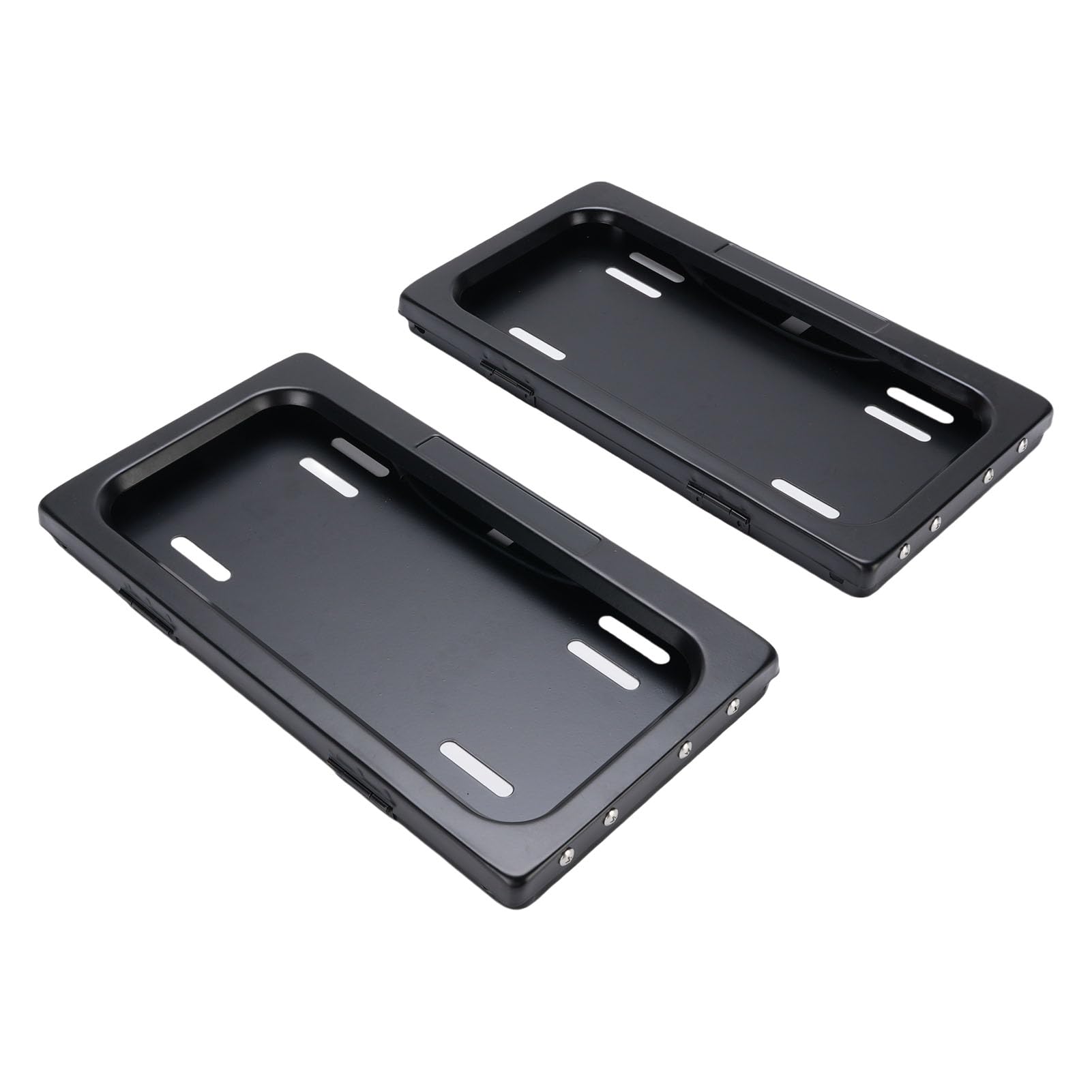 2PCS Iron Electric Ramki Tablicy Rejestracyjnej, Czarny z Przodu i Tylny Auto -tag Automatyka z Zdalnym Sterownikiem, Sprzętem do Montażu, śrubów, do Amerykańskich Pojazdów