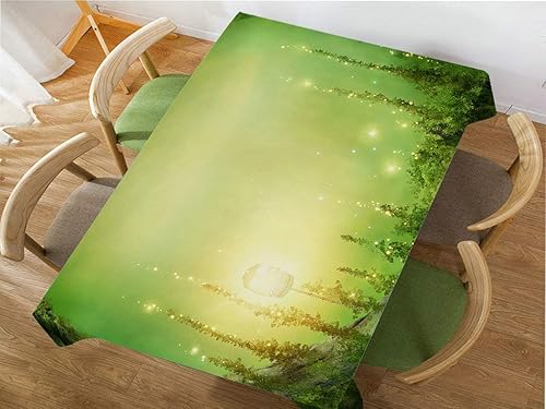 Miniatura 3 de Moslion Mantel rectangular decorativo con diseño de árboles de hadas, bosque encantado, cubierta de mesa para comedor, barbacoa, picnic, mesa de