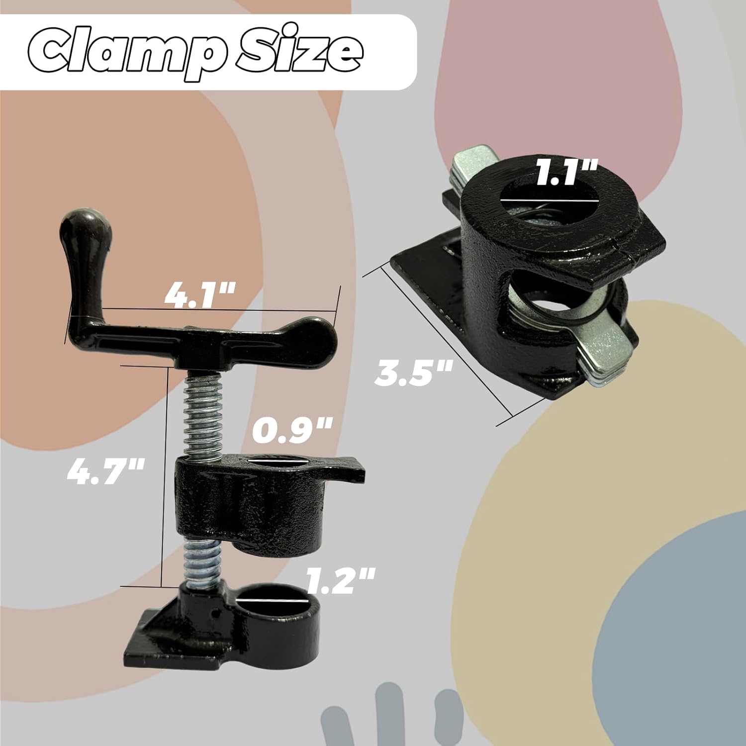 HENBOW 3/4" Pipe Clamp,Wood Gluing Pipe Clamp Set,Heavy Duty Cast Professional Pipe Clamps Tools,Cast Iron Wood Clamps Quick Release for Woodworking Improvement and Diy Projects(2Pack-Black)