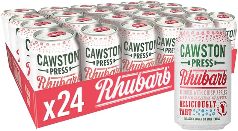 Rhubarb Fizzy Drink Blended With Sparkling Water and Pressed Apple Juice (330ml x 24 cans) | Gluten Free - Vegan - No Added Sugar