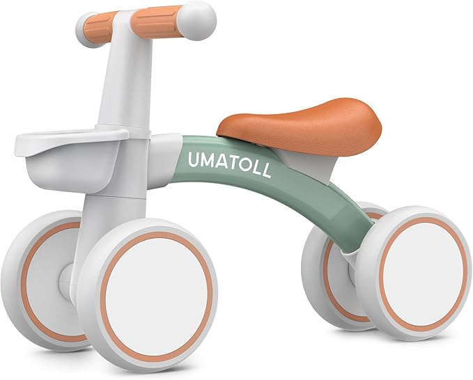 Umatoll Pedalless Bike for Children from 1 Year of Balance, Toys Babies 12 to 24 Months, Baby Bike with Basket, Pimera Bicycle for Boys and Girls as Birthday Gift (Green)