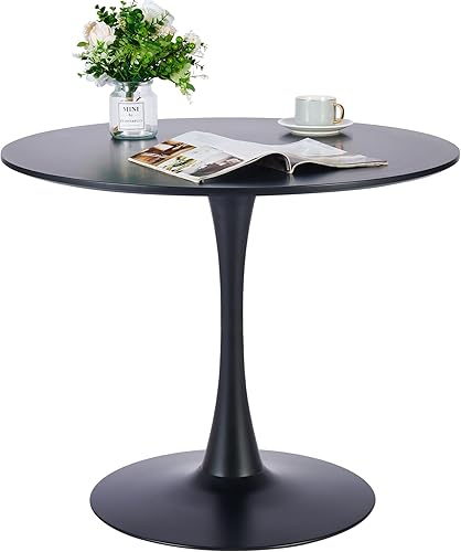 Miniatura 3 de VONLUCE Moderna mesa de comedor redonda blanca, mesa de cocina moderna de tulipanes de 36 pulgadas para 4-6 personas con parte superior de MDF y