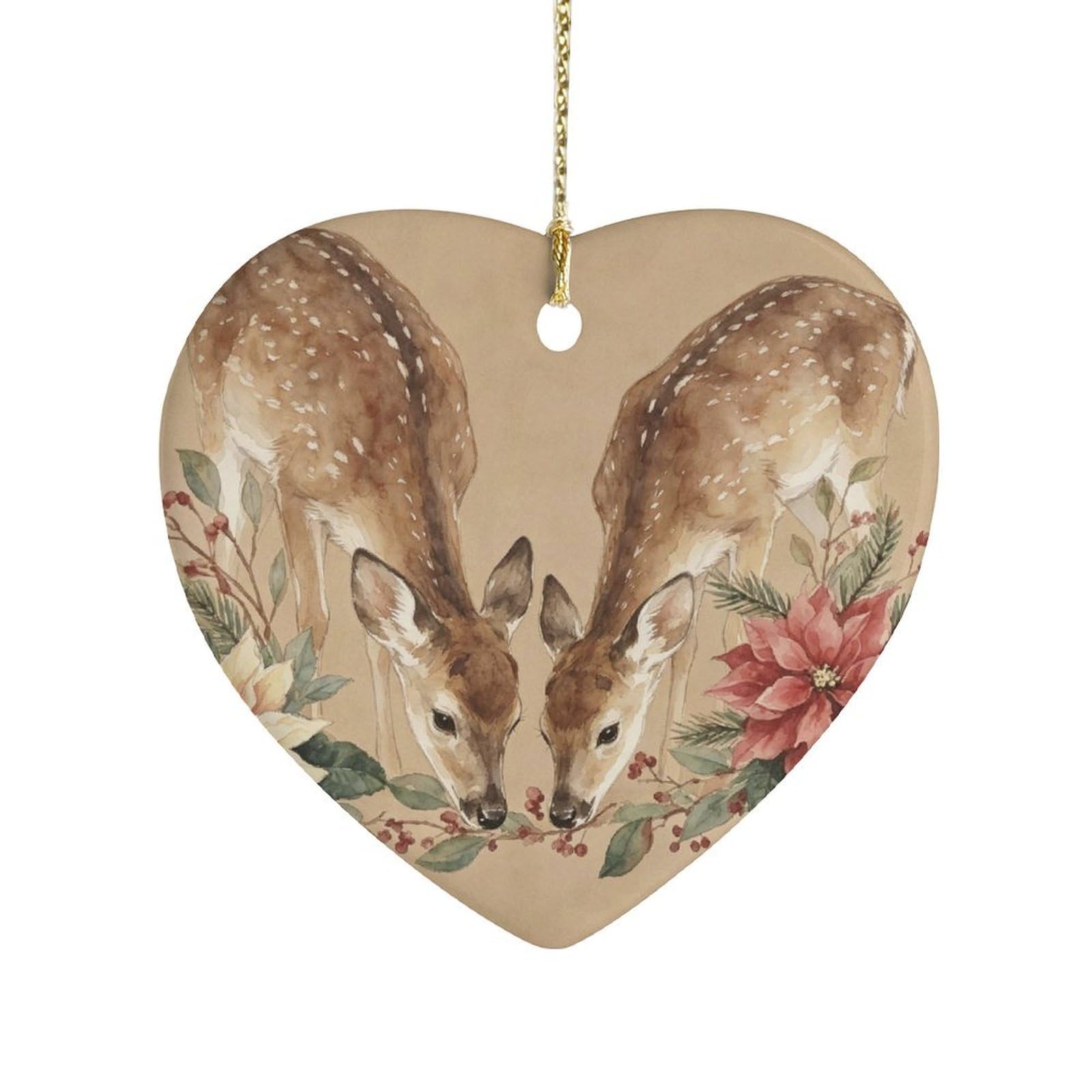 Fekiloot Style Christmas Deer Ceramic Ornament Home Decor Keepsake