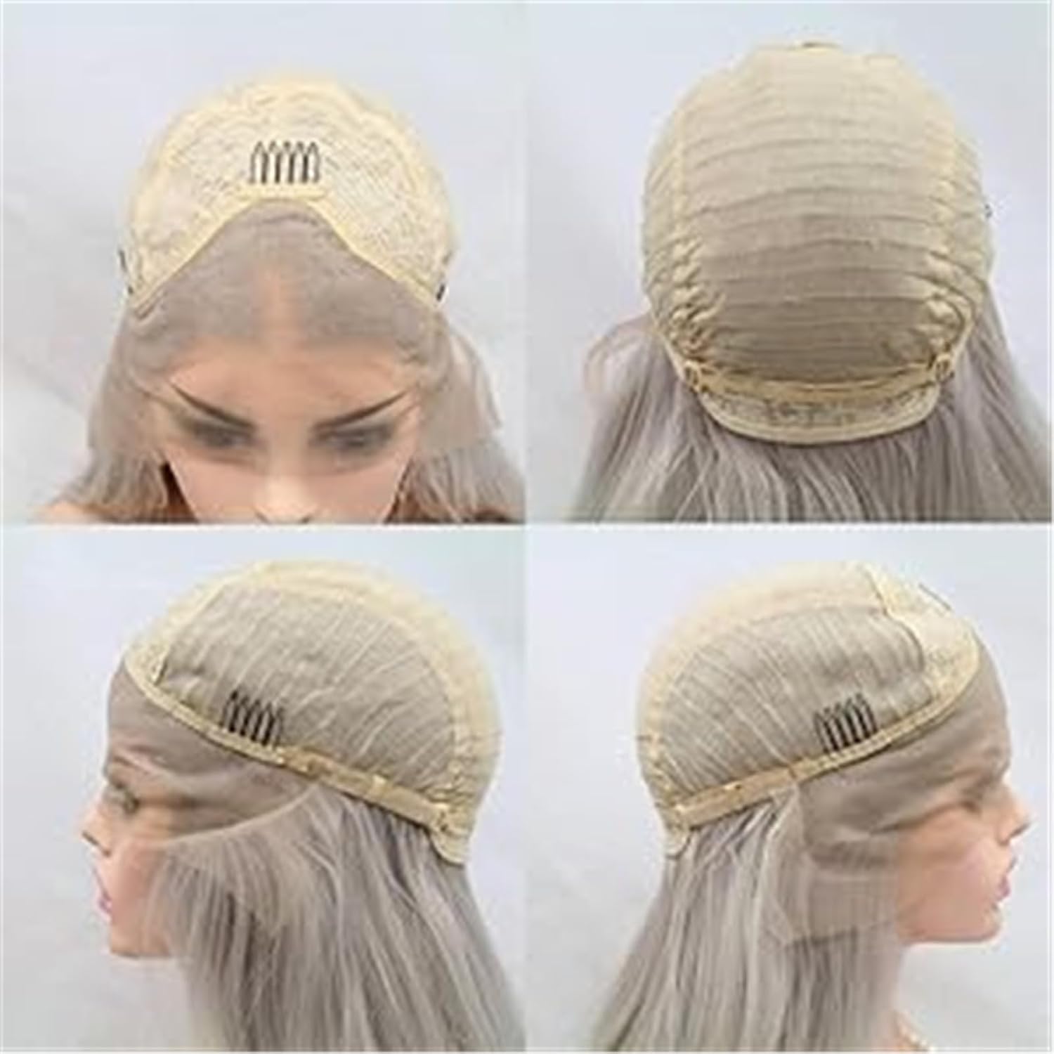 Wiginway Short Silver Grey Curly Synthetic Lace Front Wigs Bob Hair Wigs Side Parting Heat Resistant Women Wigs Platinum Gray Wigs 14 inches