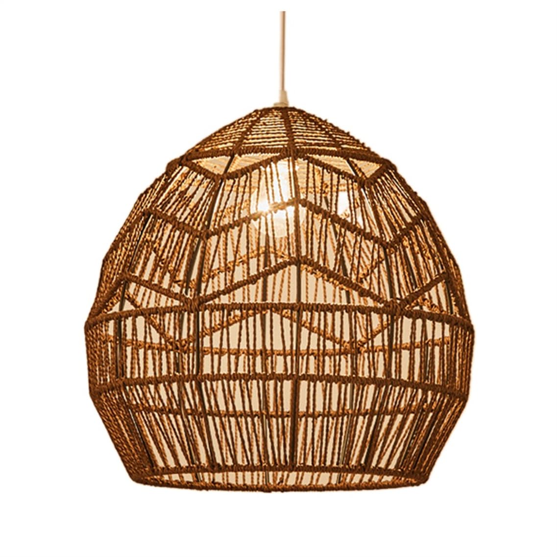 SHUANGZ Country Farmhouse Chandelier Hemp Rope Rustic Pendant Light Fixture Antique Weave Lantern 19.7" Hand-Woven Hanging Lamp Shade for Kitchen Island, Living Dining Room E26 Socket