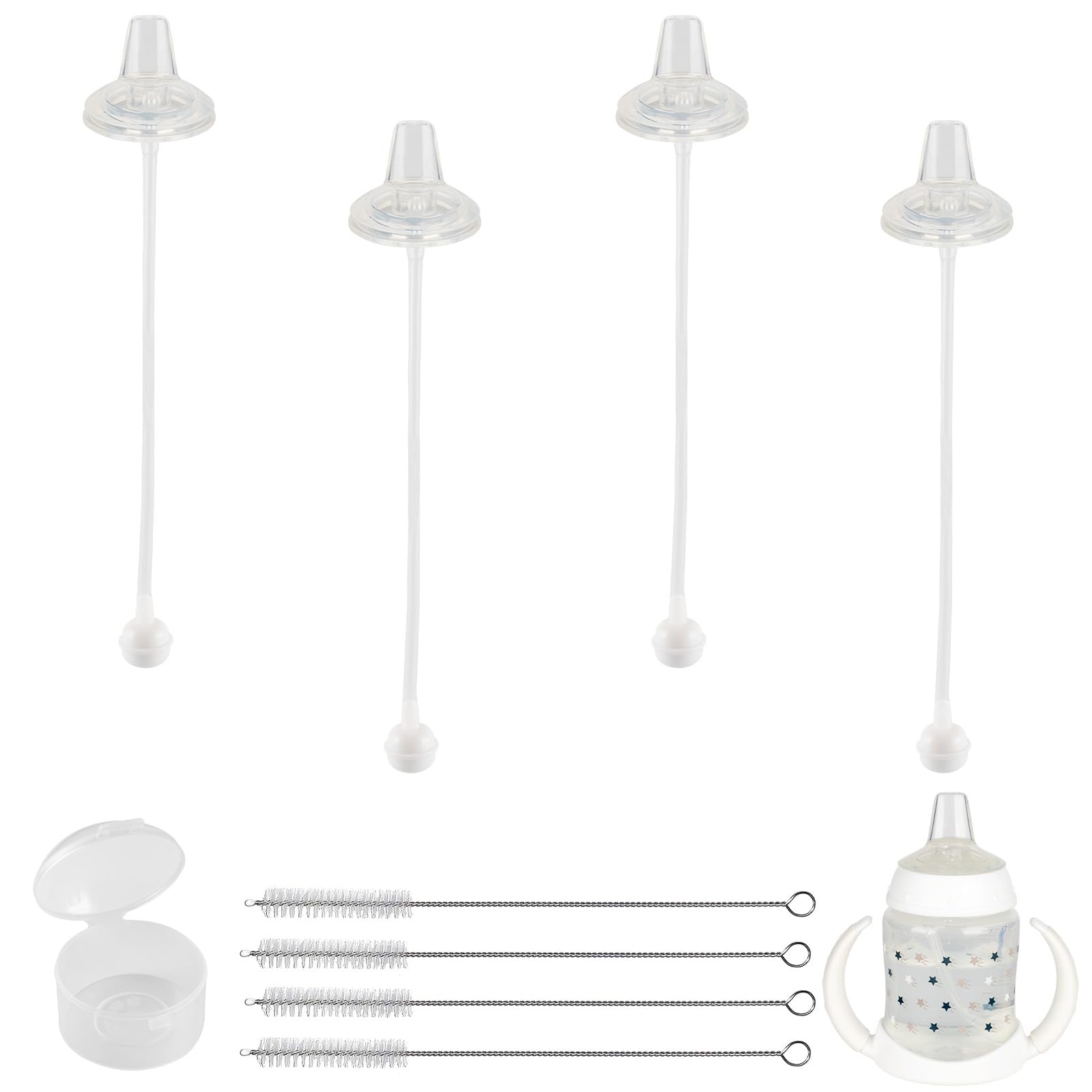 Photo 1 of Sippy Cup Soft Spout Conversion Kit for NUK Learner Cup, Toddler Transition Kit with Silicone Sippy Spout Nipple, Weighted Straw, Cleaning Brush, 4 Pack, 6m+