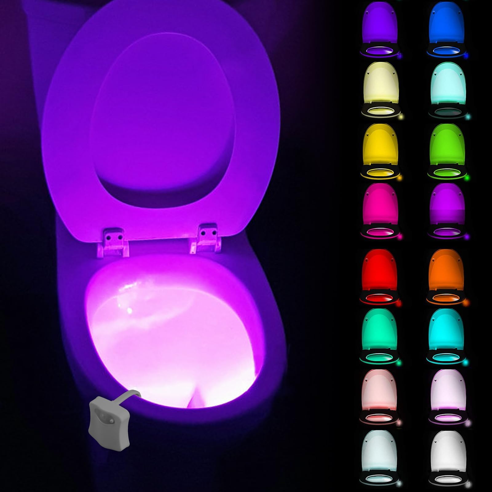 Motion Sensor Toilet Night Light, 16 Colors Changing Home Light