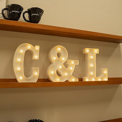 Miniatura 4 de Foaky 26 letras del alfabeto con luces LED, letras que se iluminan, luces de noche, para bodas, fiestas de cumpleaños, funcionan con baterías, luz