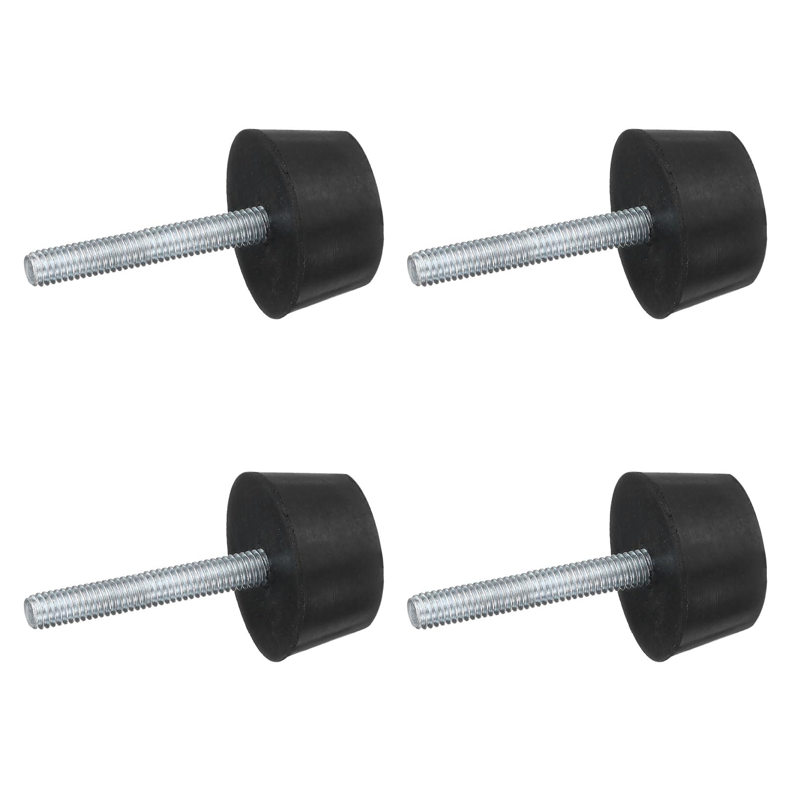 View 1 of uxcell 4Pcs Thread Adjustable Levelling Feet, 1.18" x 0.59" Rubber Furniture Feet with M6 x 40mm Studs for Table Chair Feet Floor Protector, Black