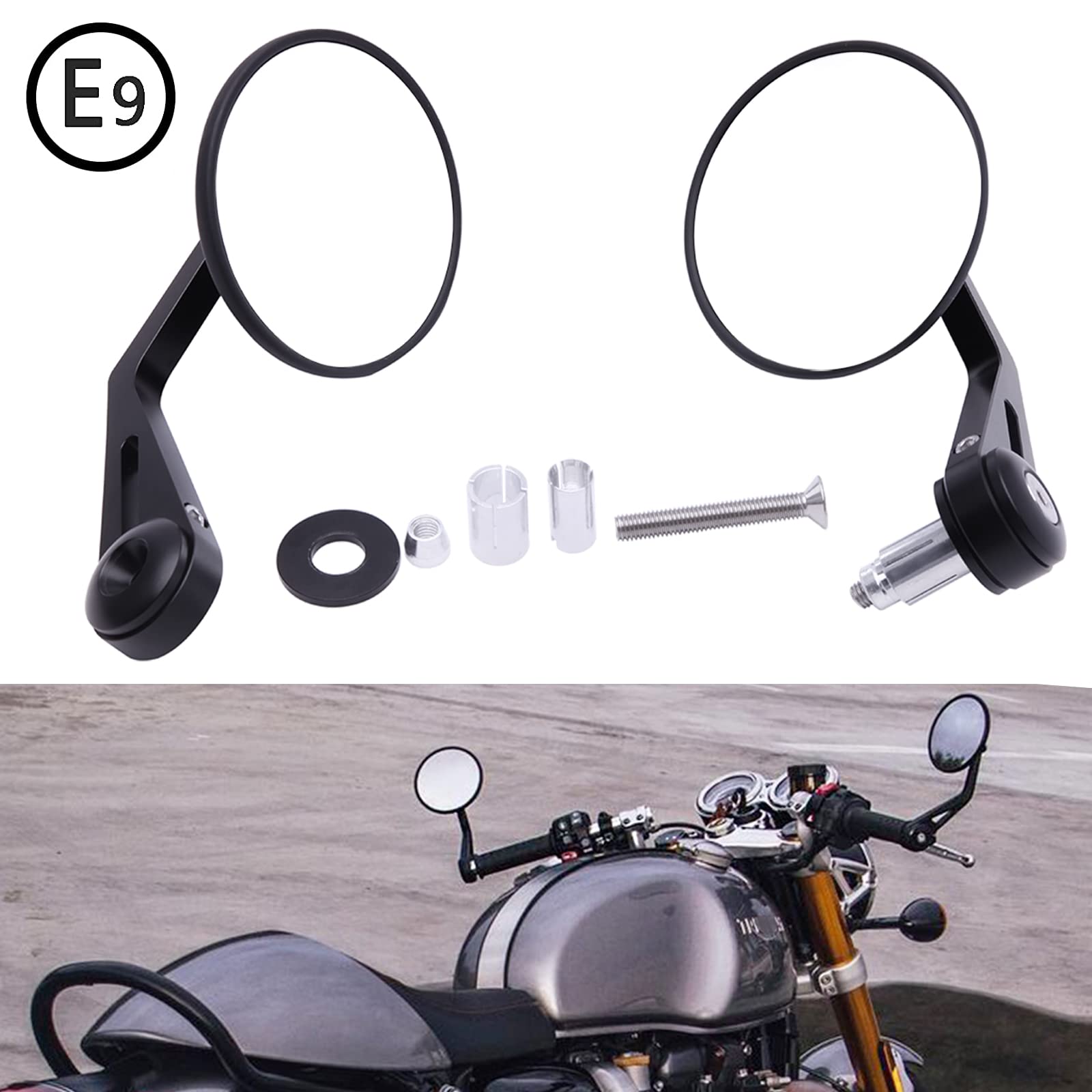 Retroviseur moto Homologués latéral de guidon 7/8" 22mm Rétroviseurs Latéraux pour CB1000R CB400 MT07 MT09 Z1000 XSR 700 Cafe racer