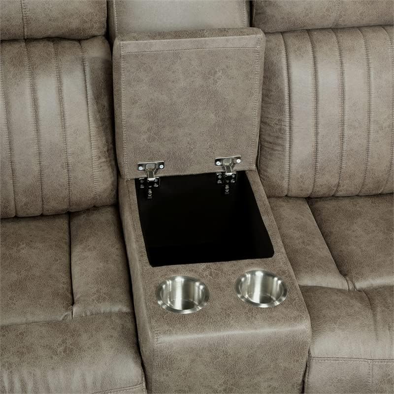 Miniatura 8 de Lexicon Centeroak - Juego de sofá reclinable manual de microfibra de 2 piezas, color marrón arena