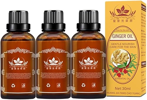 Paquete de 3 aceite de jengibre de drenaje linfático, promueve el metabolismo de la circulación sanguínea, aceite de masaje SPA.