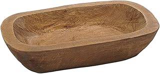 Bowl for Candle Making Hand Carved Wooden 9.8 x 5.9 inch Rustic Decorative for Bread Making Dining Room Home Decoration