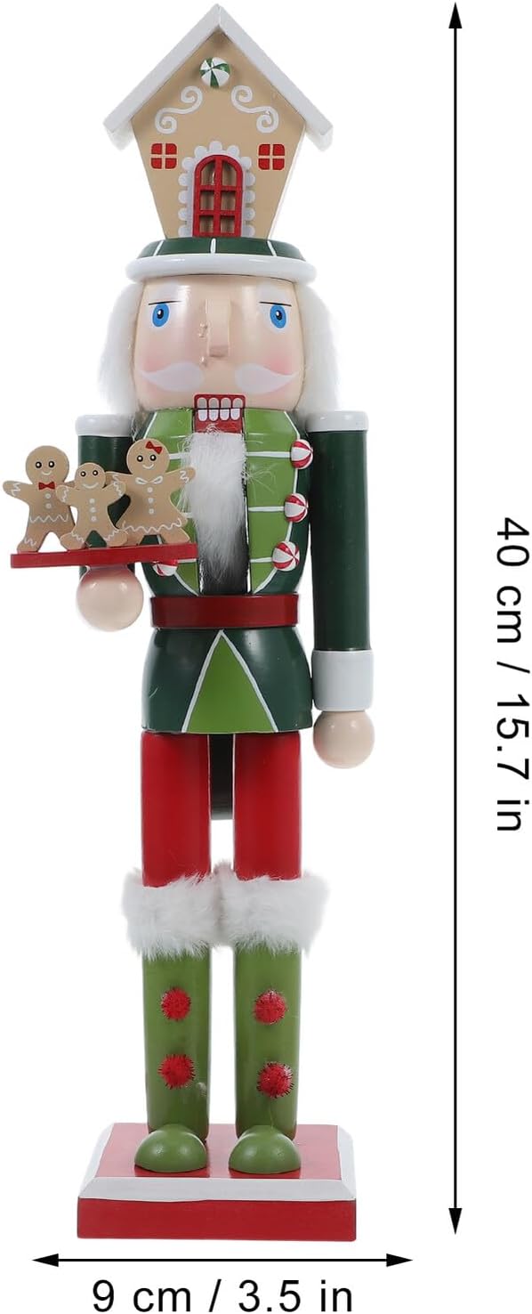 NUOBESTY Wood Nutcracker Gingerbread Man Figurine Christmas Desktop Decoration Holiday Nutcracker Centerpiece for Home