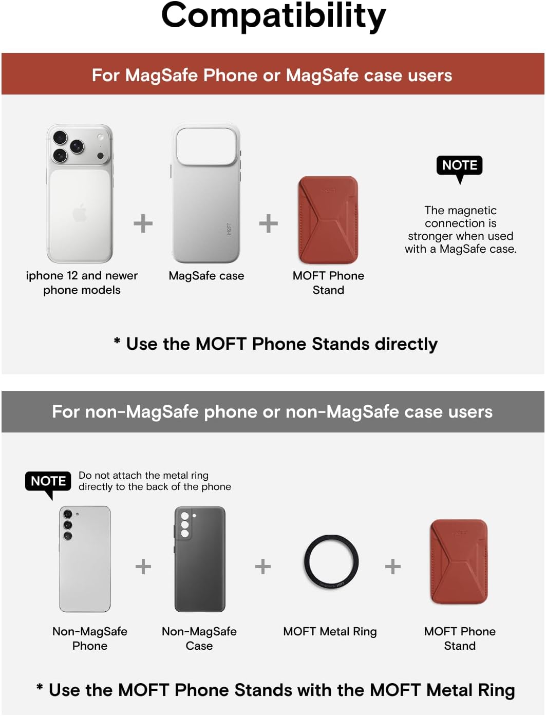 MOFT Magnetic Wallet Stand Compatible with iPhone 17/16/15/14/13/12 Series, Angle Adjustment Magsafe Compatible MOVAS Phone Stand,Clay