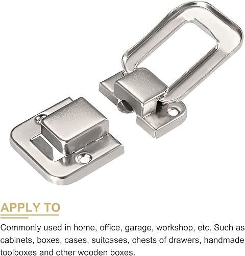 Miniatura 4 de METALLIXITY Cerradura de cierre de palanca (1.890 in x 1.260 in), 2 unidades, pestillos de cerrojo de hierro, para gabinetes, cajas, maletas, tono