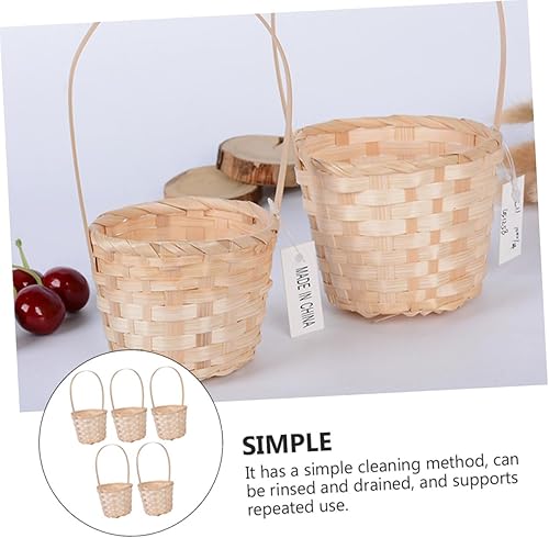 Miniatura 9 de Didiseaon 5pcs Woven Flower Basket Candy Storage Basket Small Wood Baskets Weaving Fruit Basket Woven Hamper Woven Basket Storage Bins with Lids