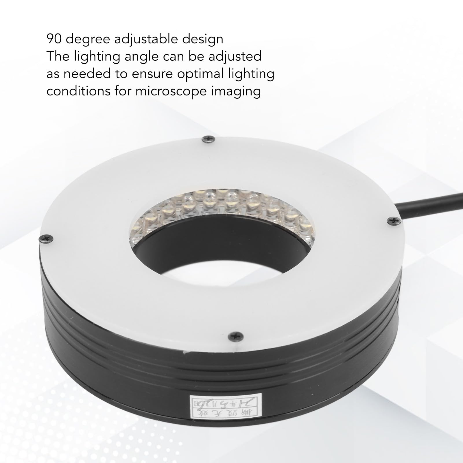 Microscopio Anillo de luz LED Ángulo ajustable de 90 grados Fuente de luz de iluminación brillante para microscopio estéreo binocular industrial Aleación de aluminio ABS 70 mm de