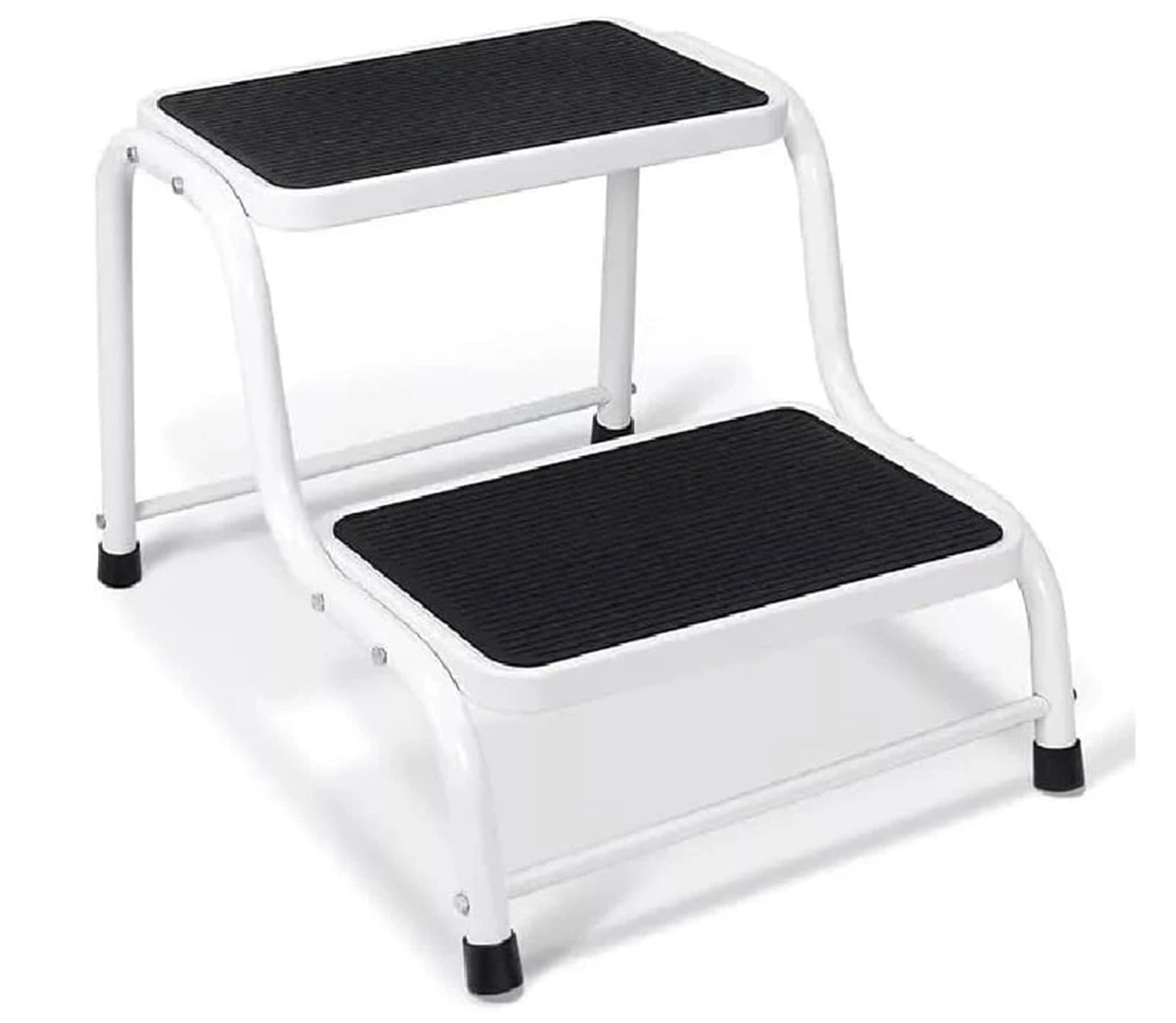 Step Stool Footstool, Handrail, Non-Slip Rubber Pads Threads, Durable Metal Frame Step Up Easy Reach Lightweight Portable, Outdoor Caravan Camping Garage Shop Bar (2-Ladder Step Stool)