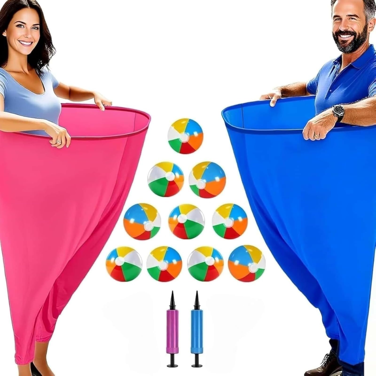 Granny Pants Yard Game for Adults and Children, Bouncy Ball Game Granny Pants Outdoor Games with 10 Bouncing Balls, 2 pompe, Great Granny Pants Game for Groups, Meetings and Games, Nuovo modello