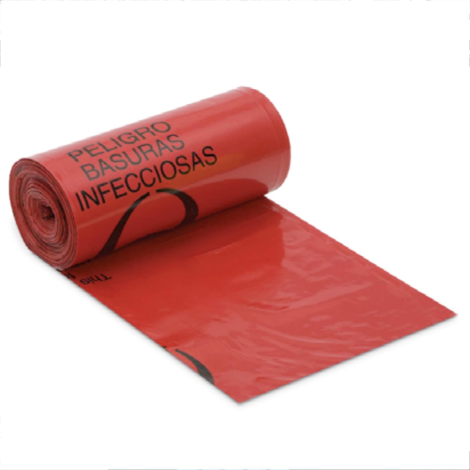 Berry Plastics Hospi-Tuff 30" x 43" 1.25mil 200/Case (33 Gal.) LLDPE Red Biohazard Infectious Waste Coreless Roll Can Liners