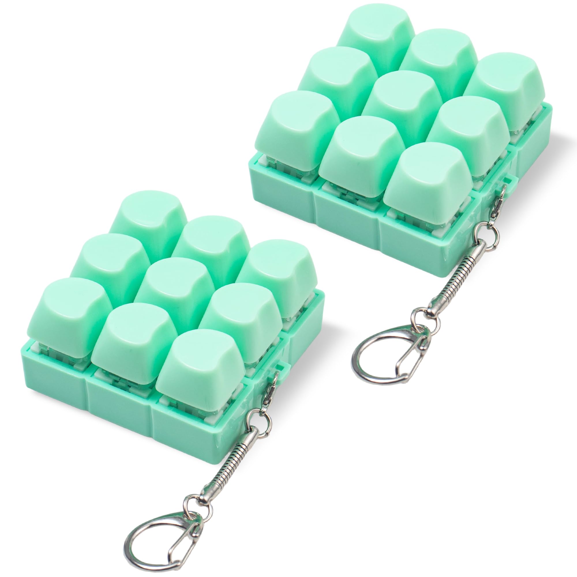 2 Pcs Keyboard Fidget Toy, 9 Keys Green Heart-Shaped Clicker Keyboard Fidget for Adults Relieve Stress and Anxiety Decompression Keyboard Keychain Fidgets — image 1