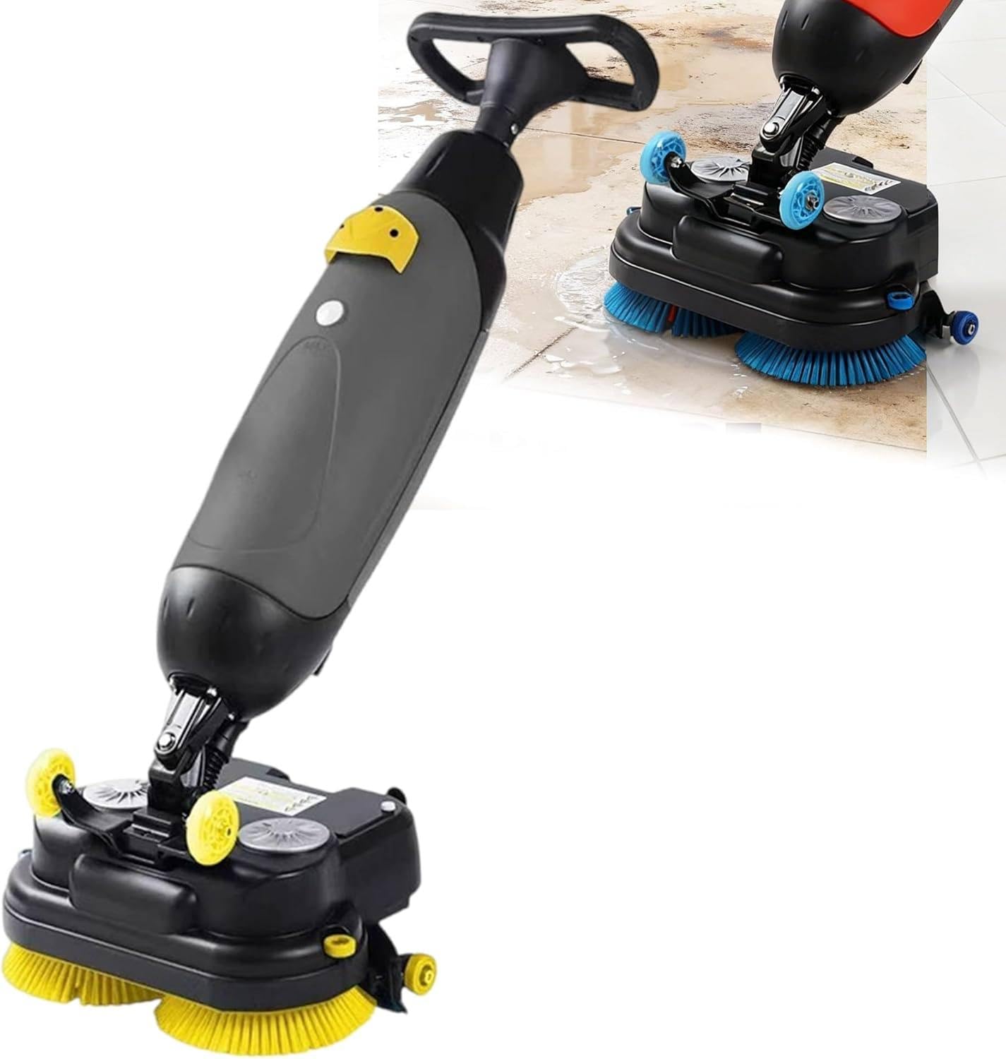 Lavapavimenti elettrica professionale per pulizia profonda con spazzola rotante a 360°, 360 giri/minuto, 12916 piedi quadrati/ora, ideale per ospedali, scuole e uffici.