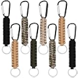 APZDFGIFCD Paracord Keychain Set of 8 (Random Colors), Military Braided Lanyard with Carabiner, Utility Ring, Survival Kit Tools