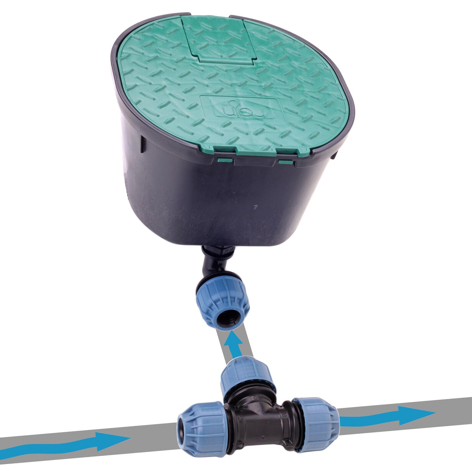 Verdone Wasserentnahmestelle Komplettset für PE-Rohr 25mm – Wassersteckdose mit Kugelhahn 3/4" + Elysee PE-Fittings (Winkel & T-Stück) + Schlauchanschluss – Wasseranschluss für die Wasserentnahme