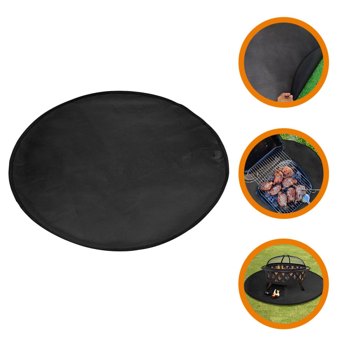 SOLUSTRE Grillmatte Hitzebeständig und Ölbeständig aus Silikon und Fiberglasgewebe Runde Schwarze als Wiederverwendbarer Grillschutz für Patio und Camping