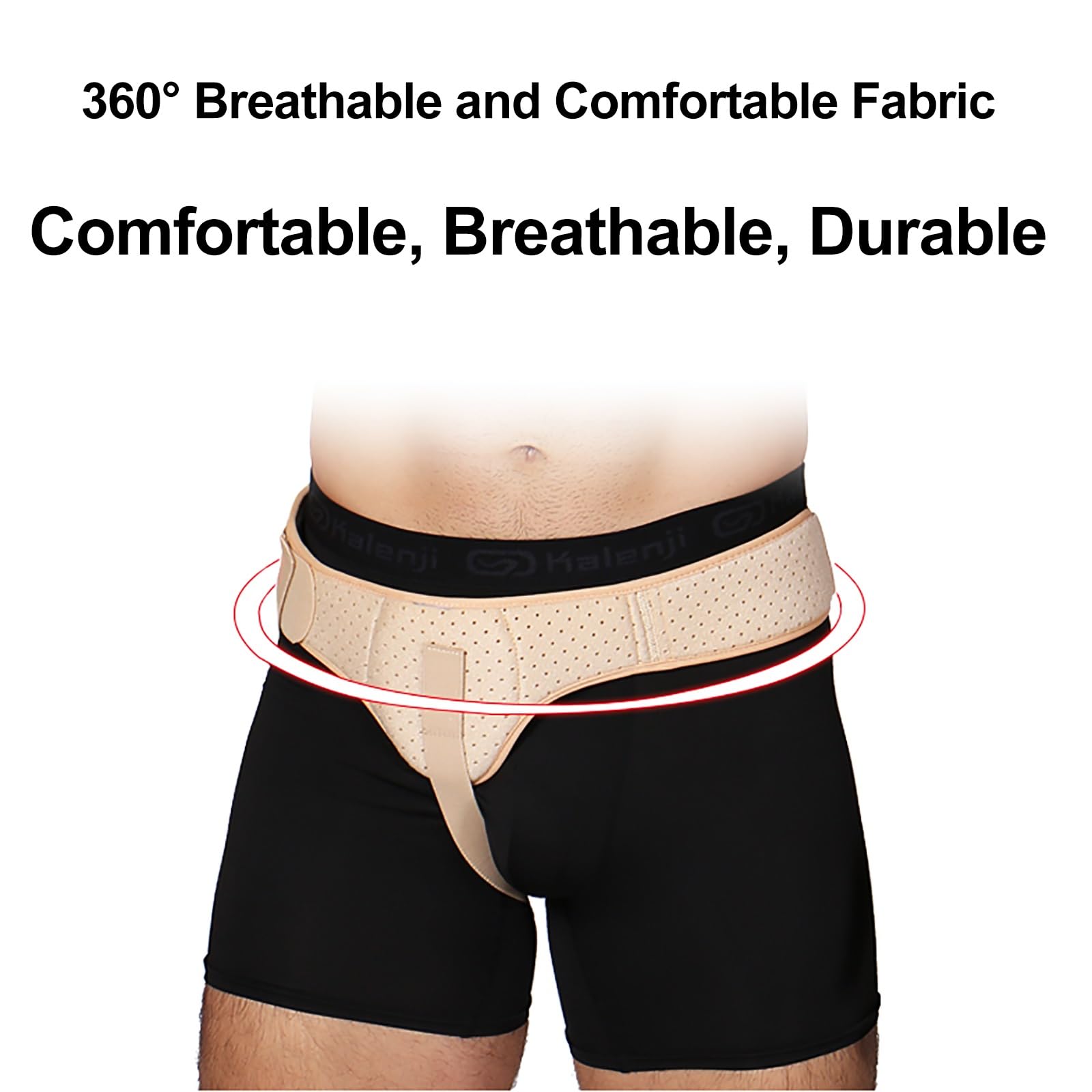 Cintura per Ernia Inguinale per Uomo e Donna, Cinto per Ernia Inguinale Regolabile Fascia con Cuscinetti di Compressione Rimovibili(Black,Medium)