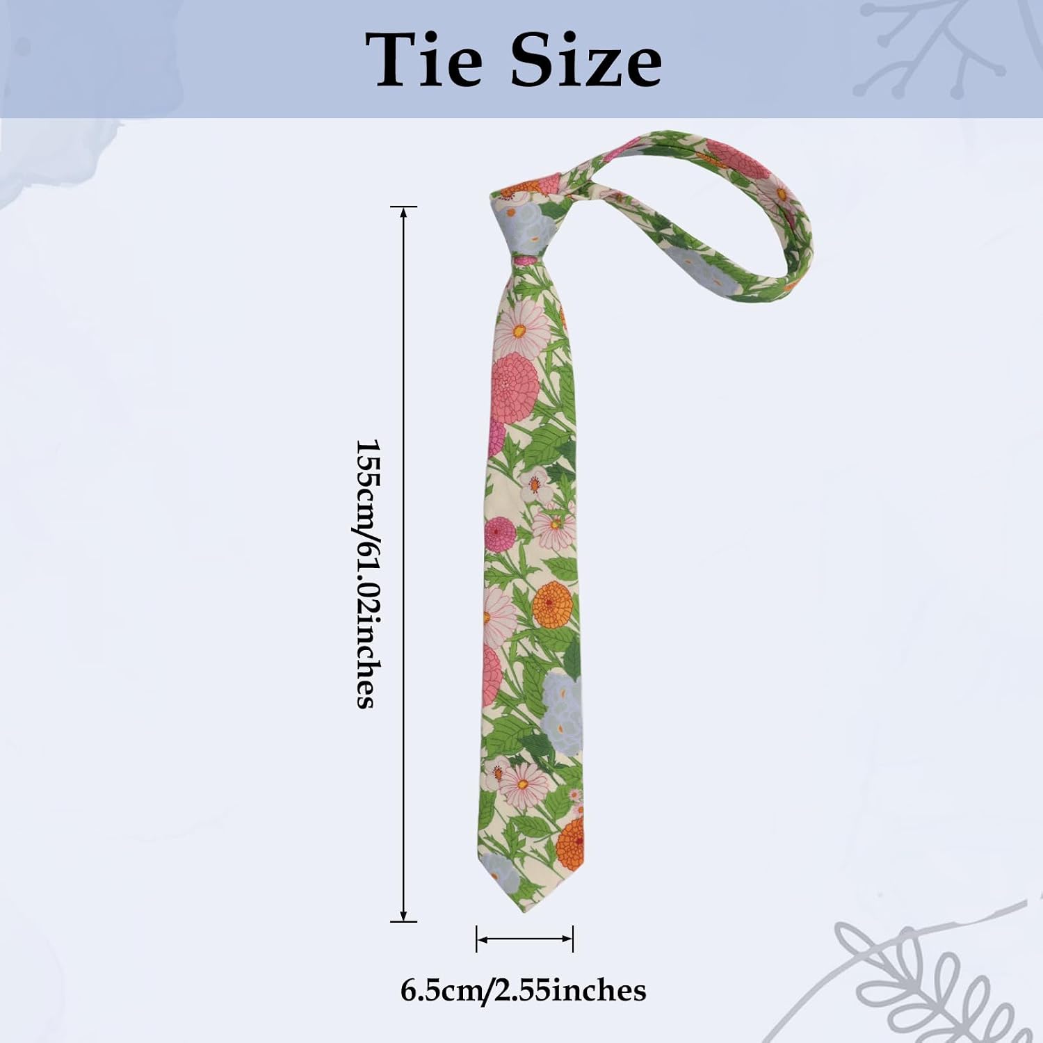 Floral Ties for Men, 2.56'' Cotton Mens Neckties Flower Print Skinny Tie for Groom Groomsmen Weddings Party