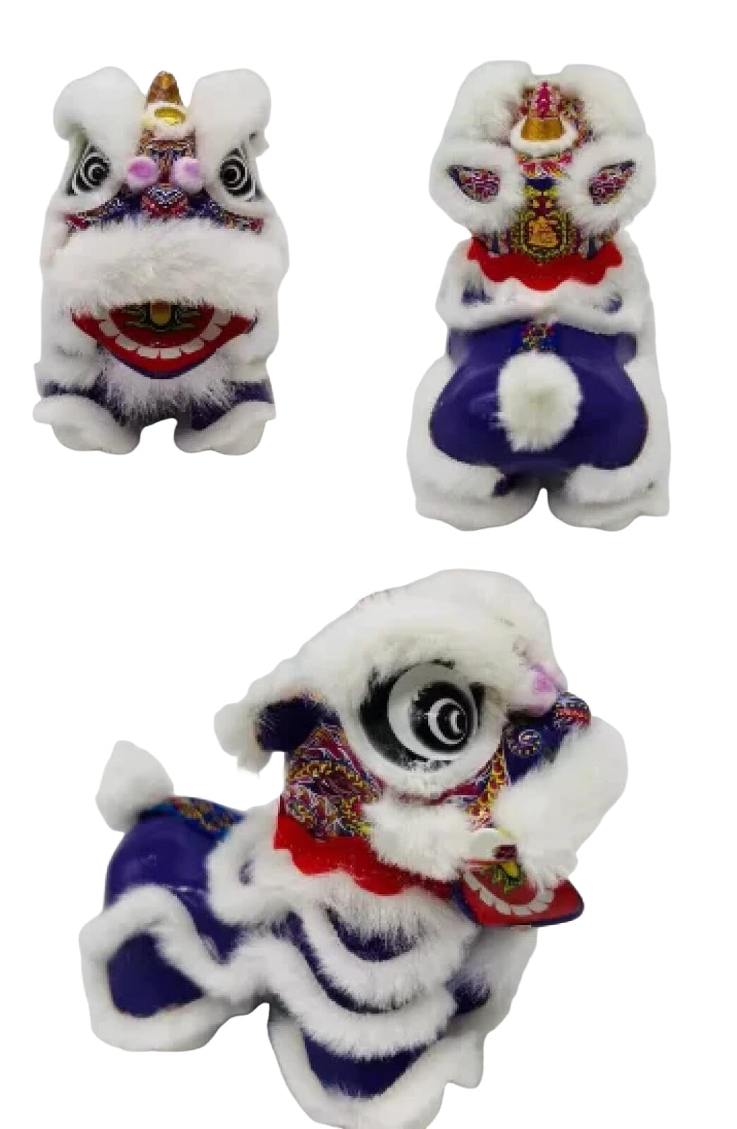 YRWIHRJKA Traditional Chinese Cute Lions Handmade Intangible Cultural Heritage Lion Dance Cart Decoration (Purple)
