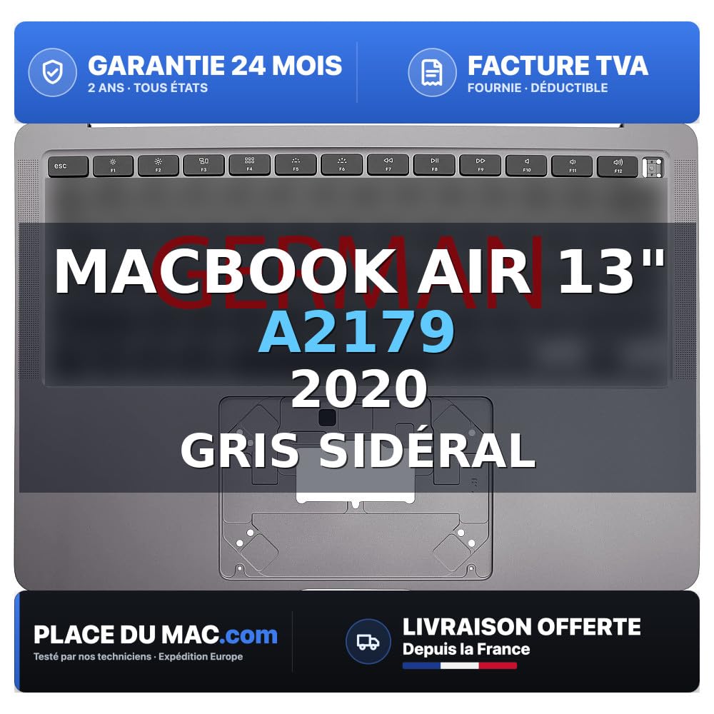reboot - Cover superiore tastiera tedesca (A2179) grigio laterale compatibile con Mac Book Air 13 2020 compatibile con Apple - Grado C