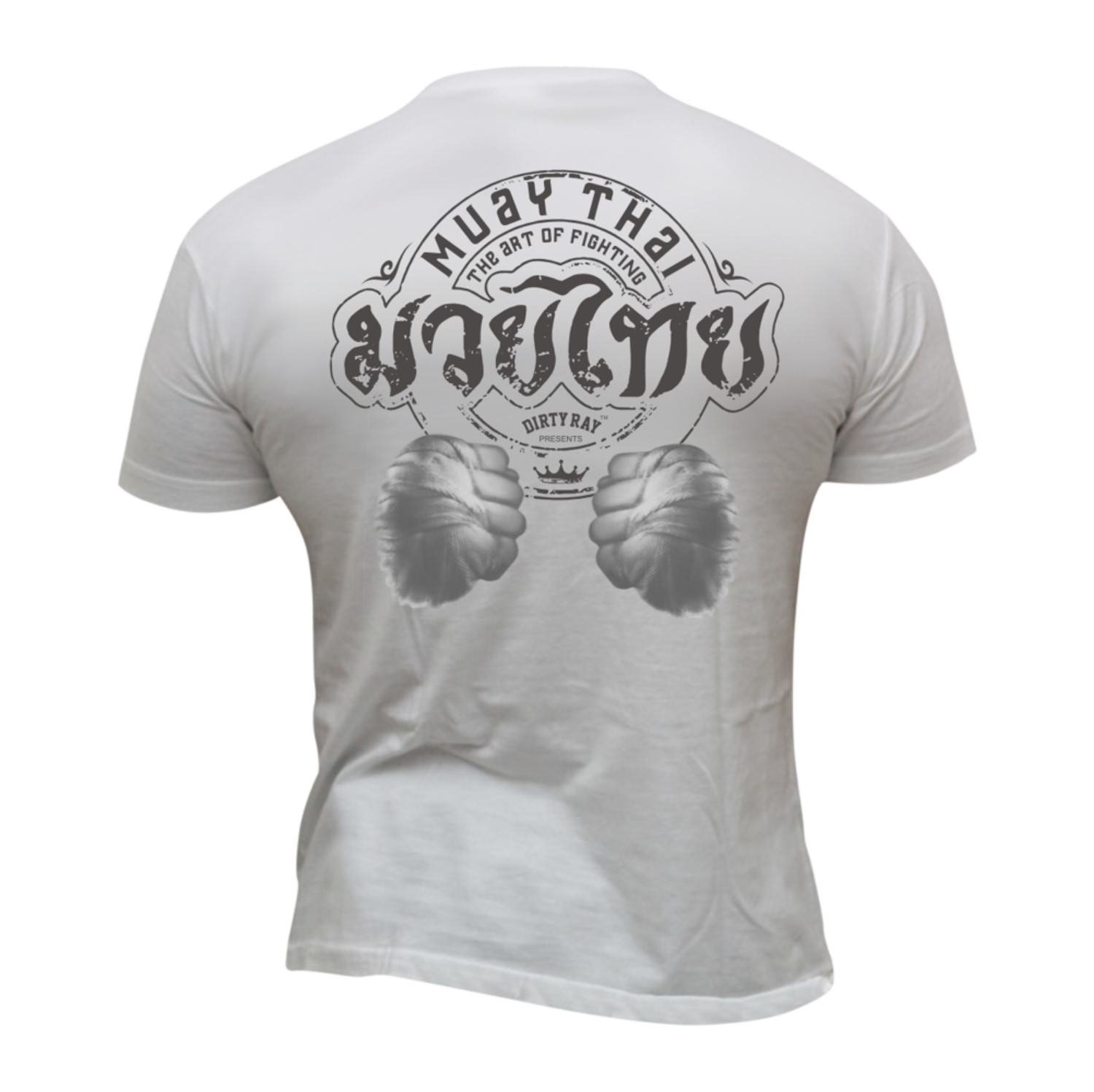 Dirty Ray Men's White Martial Arts Muay Thai The Art Of Fighting Short Sleeve T-Shirt Dt5b (M)
