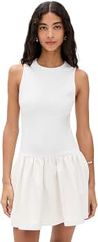 alice + olivia Women's Ella Combo Vegan Sleeveless Drop Waist Mini