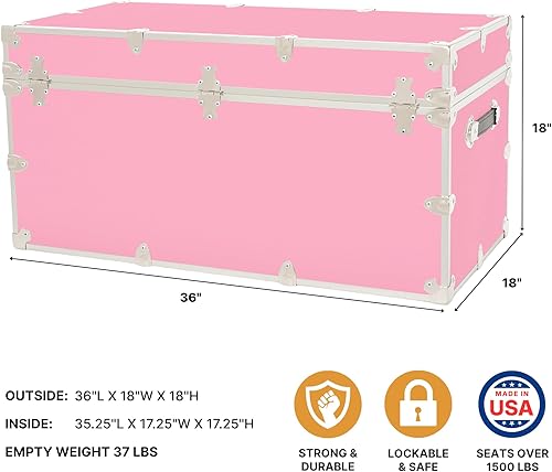 Miniatura 28 de Rhino Trunk & Case Baúl XXL de vinilo en relieve de cuero, cofre universitario, almacenamiento en el hogar, asiento de dormitorio, reposapiés de