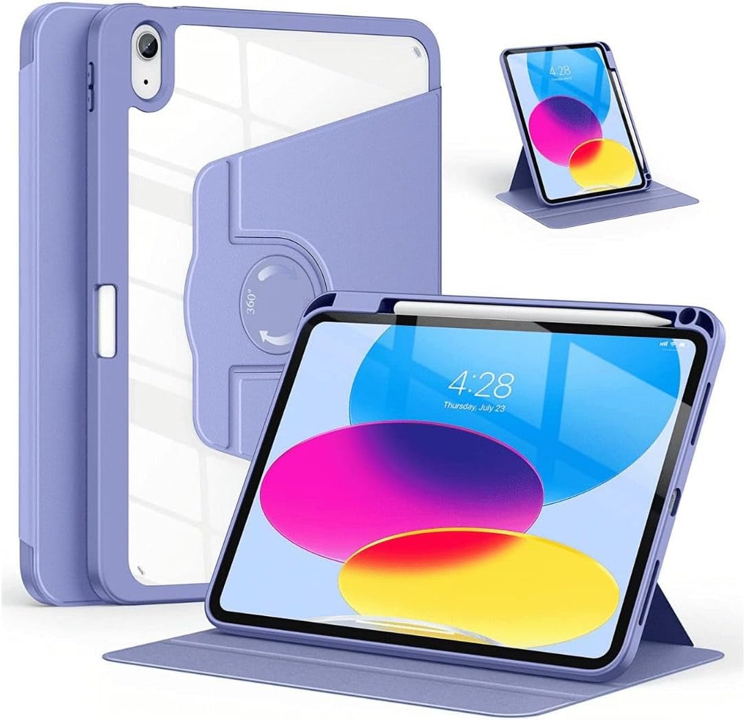 iPad Air 11 inç 2024 M2 Çipli 6.Nesil Uyumlu 360° Dönebilen Standlı Pino Tablet Kılıfı Mor