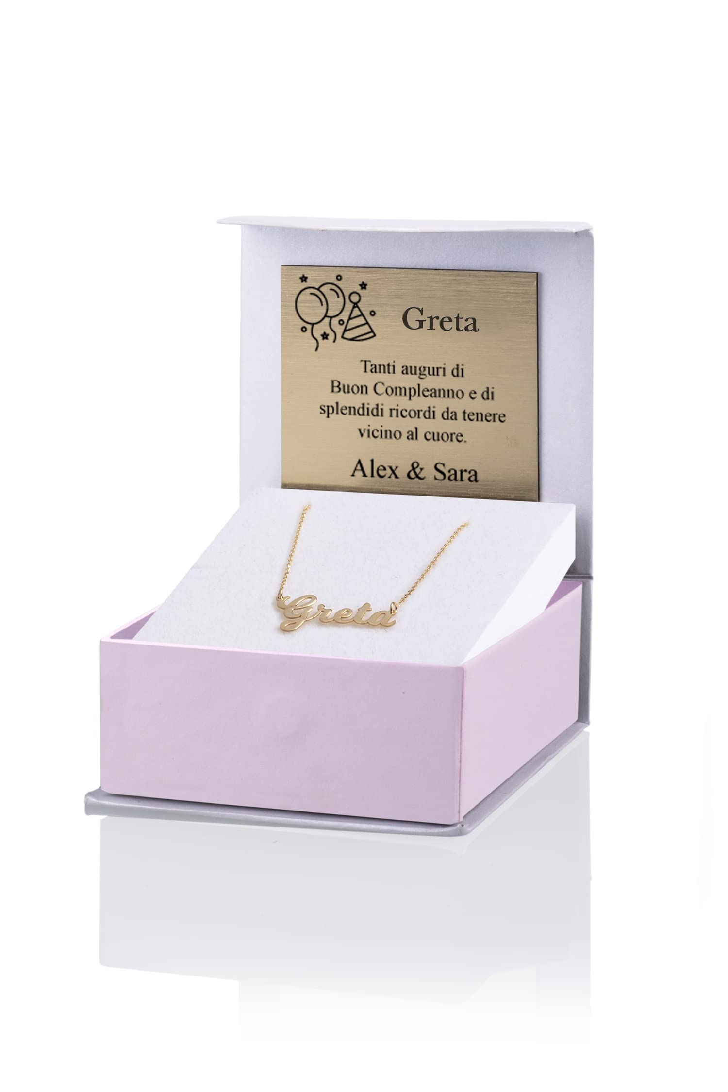 Sakrami Collier avec Prénom Personnalisable en Or 9KT Kids Collection + Coffret Cadeau Personnalisé – Collier pour Naissance, Communion ou Baptême