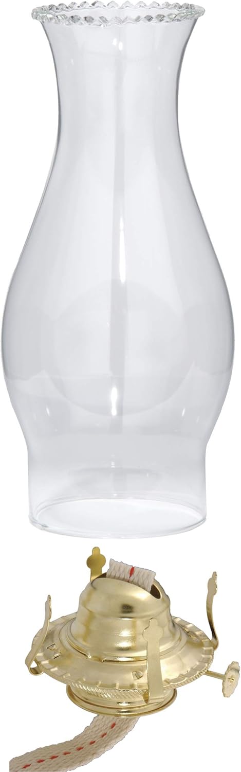 B&P Lamp® #2 Kerosene Lamp Burner and 3" by 8 1/2" Crimped Top Chimney