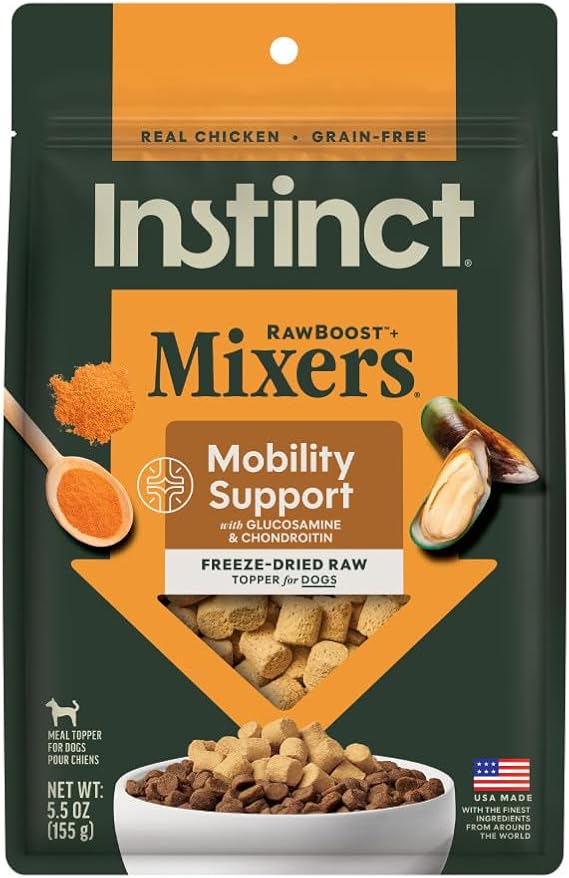 Instinct RawBoost Functional Mixers, Freeze Dried Dog Food Topper, Grain-Free, Real Chicken - Mobility Support, 5.5 oz. Bag