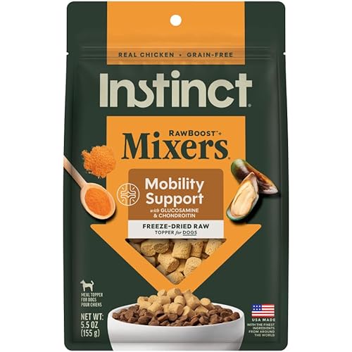 Instinct RawBoost Functional Mixers, Freeze Dried Dog Food Topper, Grain-Free, Real Chicken - Mobility Support, 5.5 oz. Bag